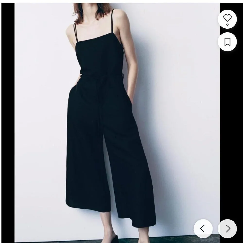 Zara LINEN BLEND STRAPPY JUMPSUIT - Size M Brand New With Tags